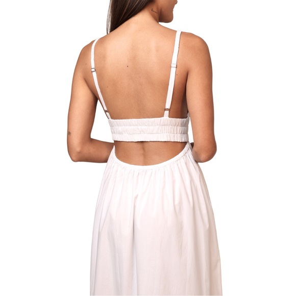 White Sleeveless Maxi Sundress with V-Neck and back cutout - Picture 3 of 7